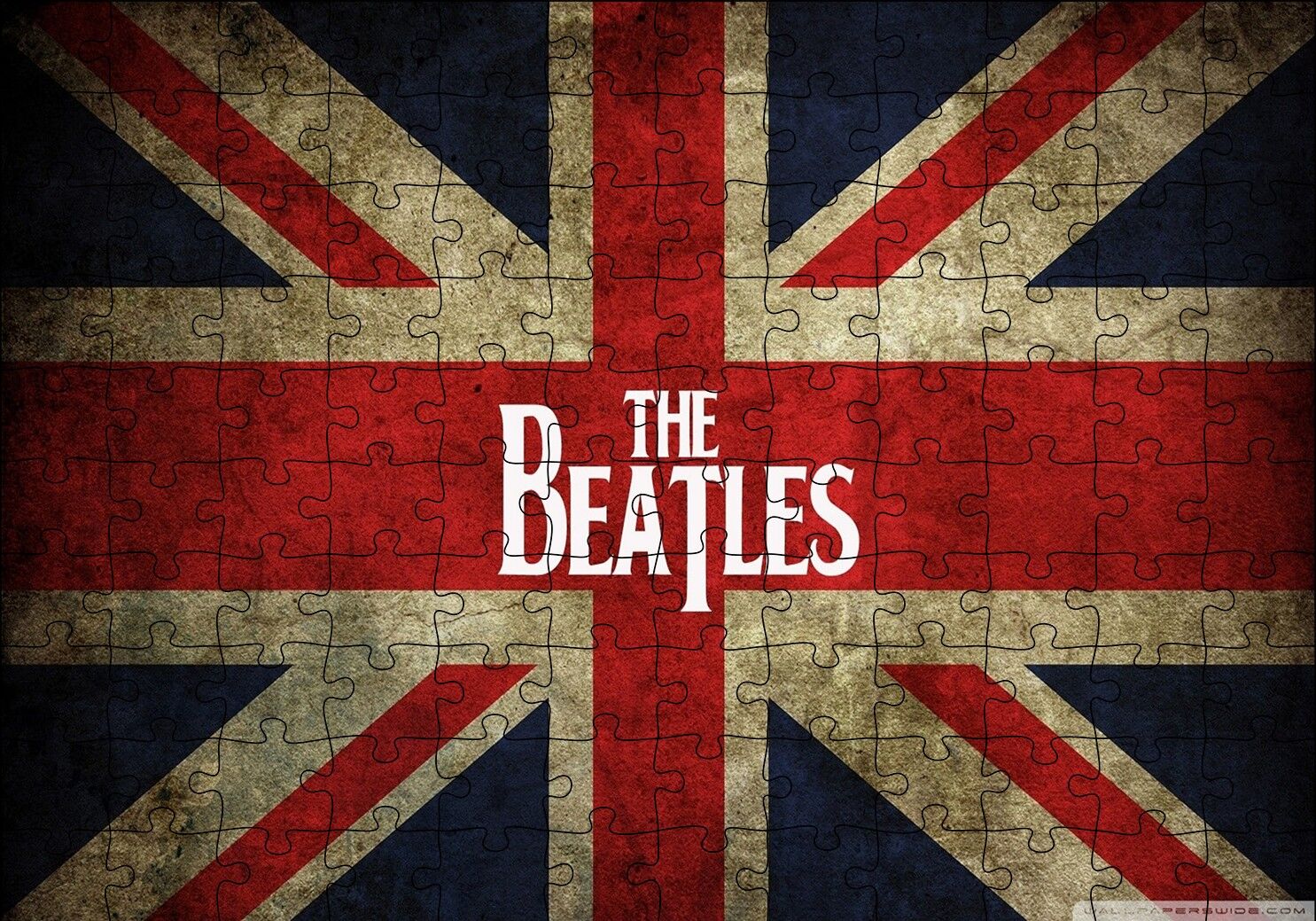 İngiliz Bayrağı Üzerinde The Beatles Puzzle Yapboz MDF Ahşap 120 Parça 24 cm X 34 cm