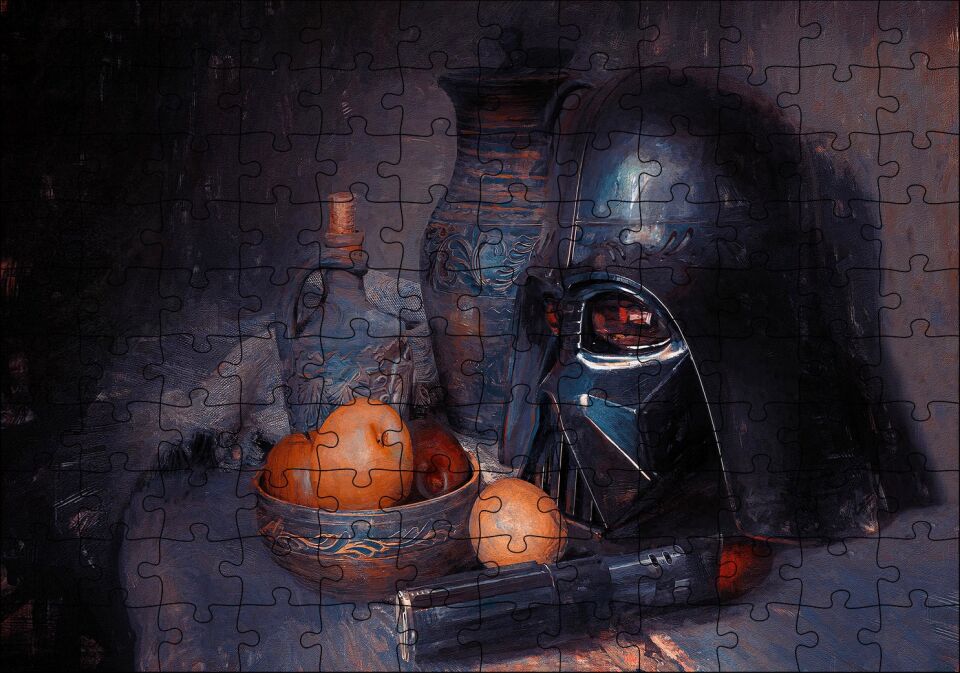 Darth Vader Kaskı Işın Kılıcı ve Meyveler Puzzle Yapboz MDF Ahşap 120 Parça 24 cm X 34 cm