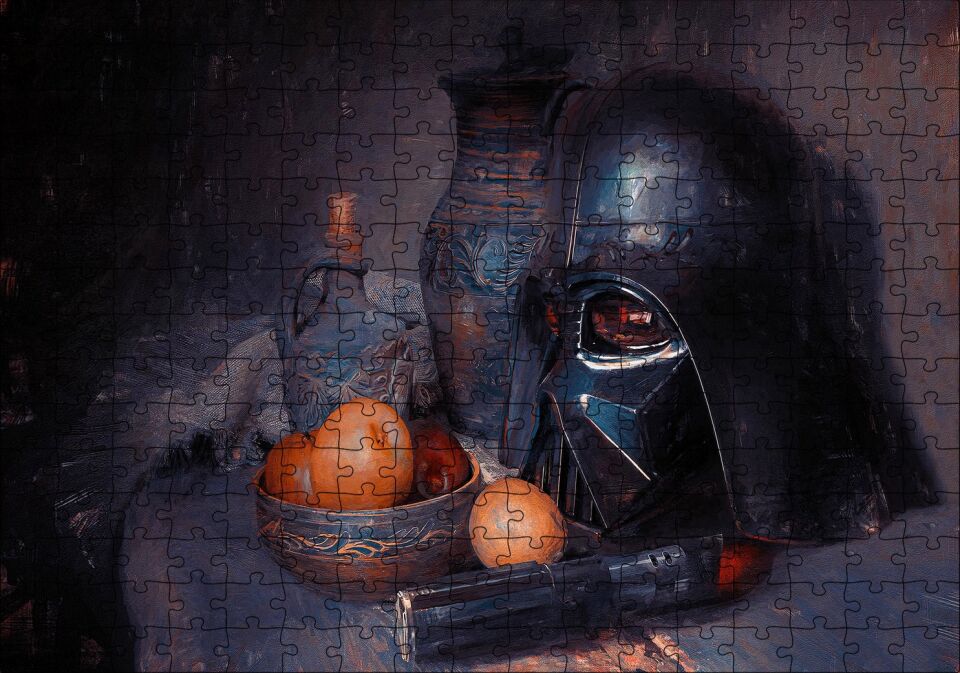 Darth Vader Kaskı Işın Kılıcı ve Meyveler Puzzle Yapboz MDF Ahşap 255 Parça 34 cm X 49 cm