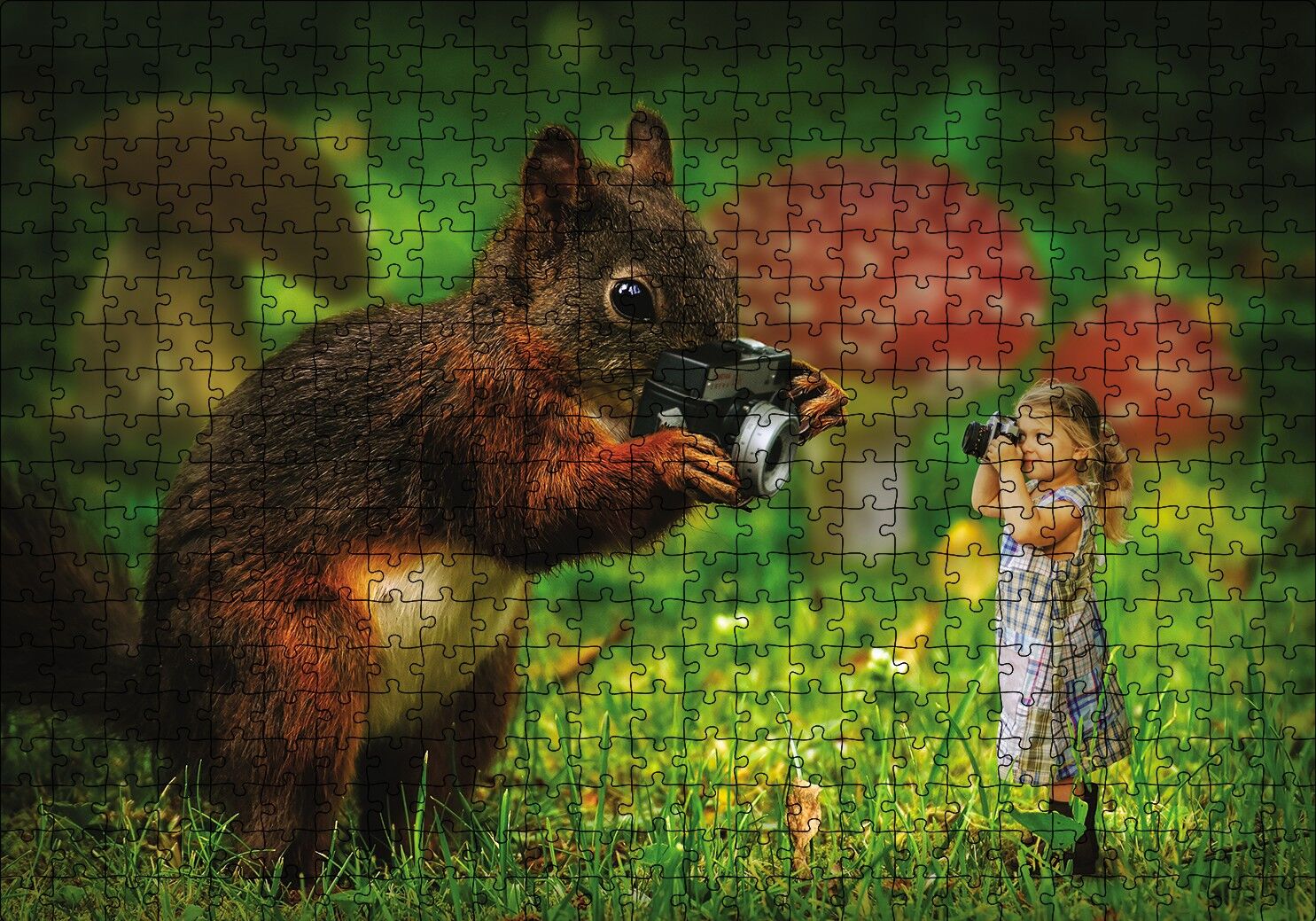Sincap Kız Fotoğraf Çekimi Puzzle Yapboz MDF Ahşap 500 Parça 49 cm X 68 cm