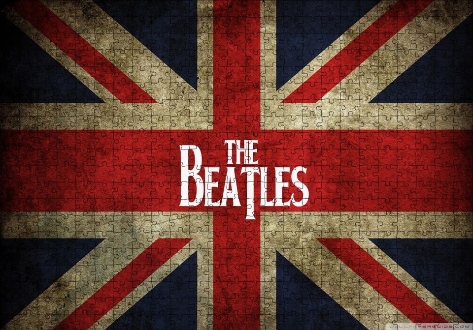 İngiliz Bayrağı Üzerinde The Beatles Puzzle Yapboz MDF Ahşap 500 Parça 49 cm X 68 cm
