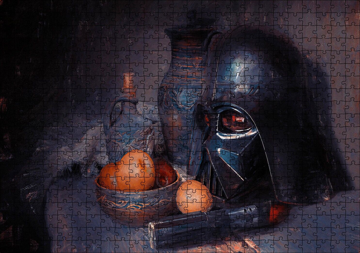 Darth Vader Kaskı Işın Kılıcı ve Meyveler Puzzle Yapboz MDF Ahşap 500 Parça 49 cm X 68 cm