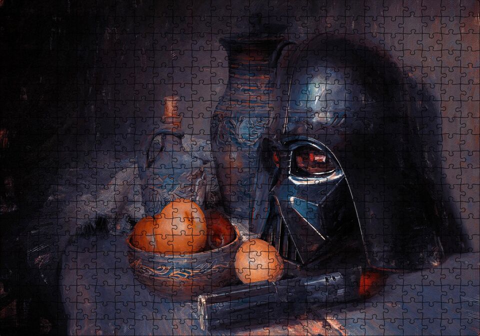 Darth Vader Kaskı Işın Kılıcı ve Meyveler Puzzle Yapboz MDF Ahşap 500 Parça 49 cm X 68 cm