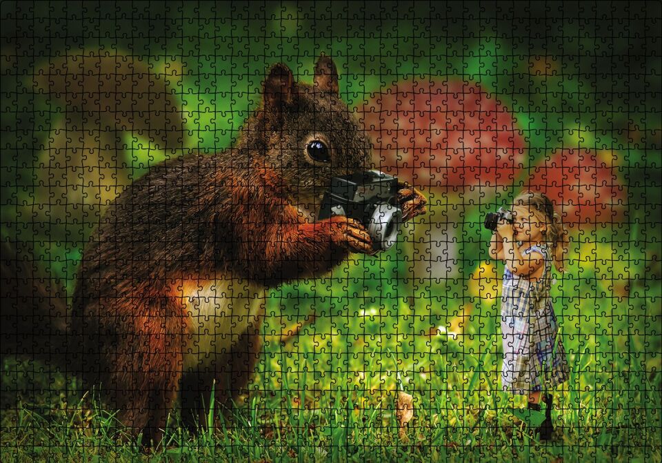 Sincap Kız Fotoğraf Çekimi Puzzle Yapboz MDF Ahşap 1000 Parça 49 cm X 68 cm