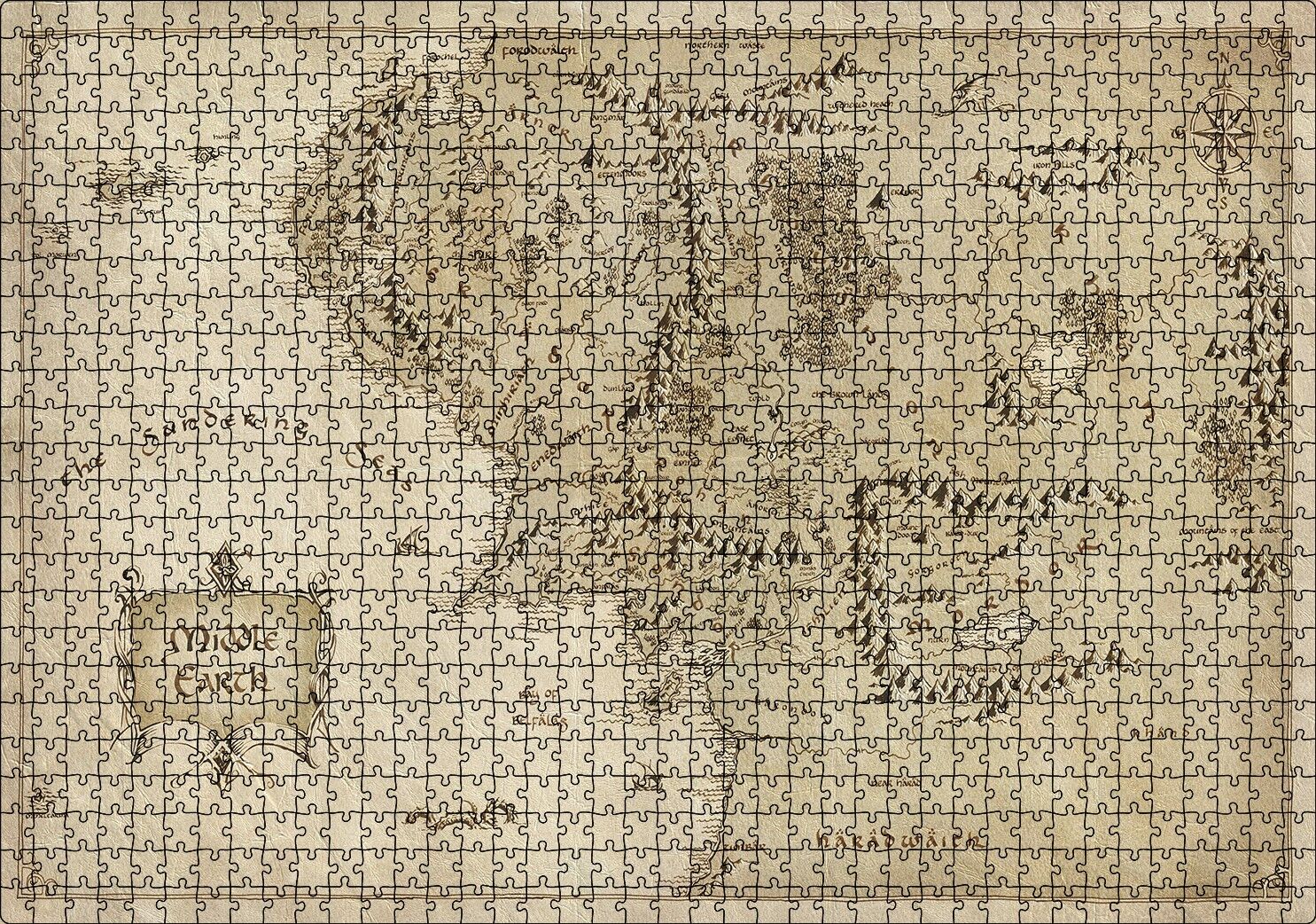 The Lord of the Rings Ortadünya Haritası Puzzle Yapboz MDF Ahşap 1000 Parça 49 cm X 68 cm