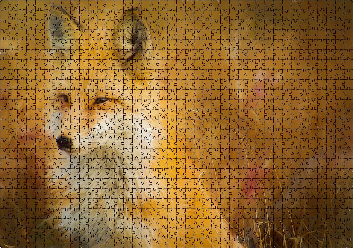 Kahverengi Beyaz Tilki Flu Arkaplan İllüstrasyon Puzzle Yapboz MDF Ahşap 1000 Parça 49 cm X 68 cm
