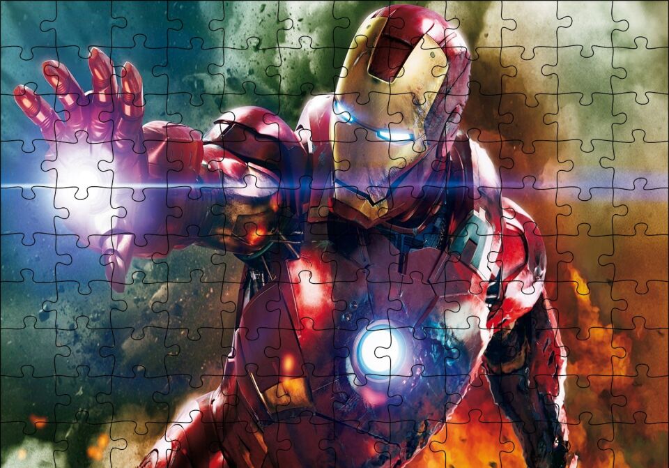 Iron Man Sihirli Eller Puzzle Yapboz MDF Ahşap 120 Parça 24 cm X 34 cm