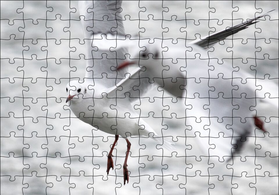 Deniz ve Martılar Puzzle Yapboz MDF Ahşap 120 Parça 24 cm X 34 cm