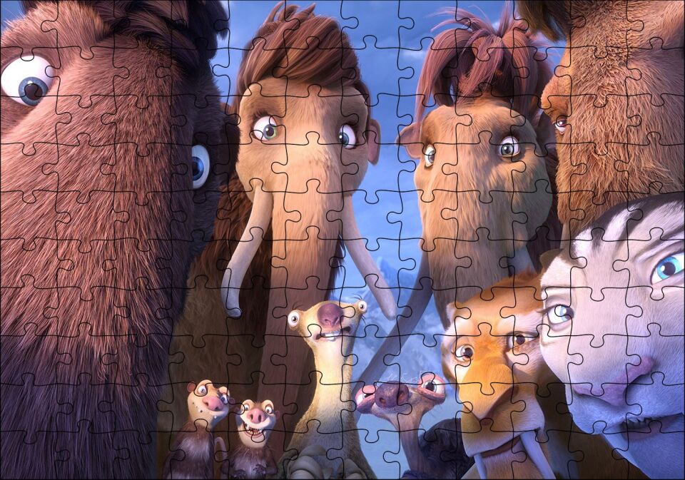 Buz Devri Tüm Karakterler Puzzle Yapboz MDF Ahşap 120 Parça 24 cm X 34 cm