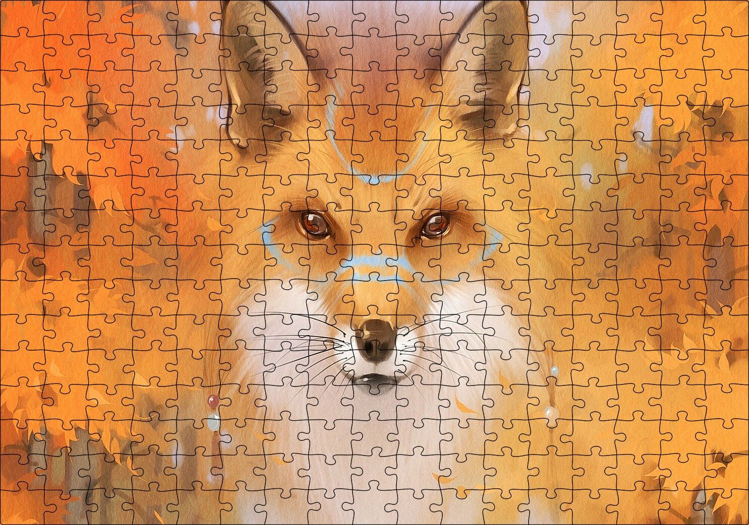 Kahverengi Beyaz Tilki ve Arkaplanda Ağaçlar Puzzle Yapboz MDF Ahşap 255 Parça 34 cm X 49 cm