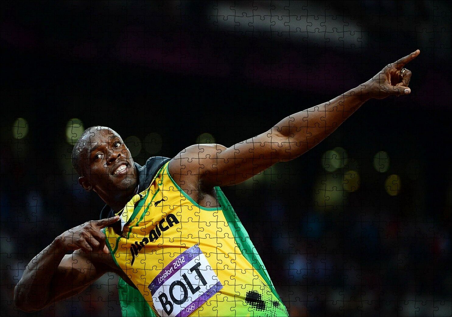 Usain Bolt Jamaika Sprint Sporları 2012 Londra Puzzle Yapboz MDF Ahşap 500 Parça 49 cm X 68 cm