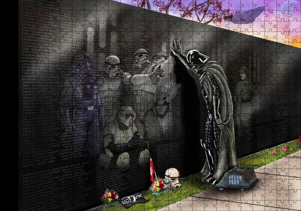 Darth Vader ve Stormtroopers Duvar Boyama Puzzle Yapboz MDF Ahşap 500 Parça 49 cm X 68 cm
