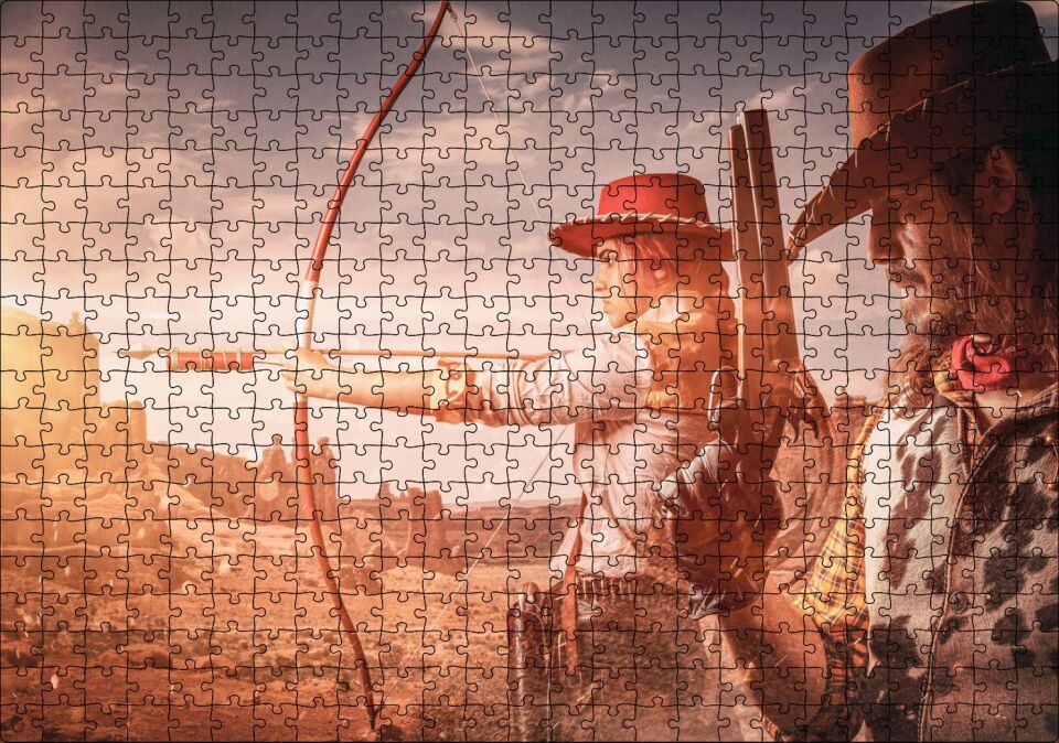 Red Dead Redemption Oyun Posteri Puzzle Yapboz MDF Ahşap 500 Parça 49 cm X 68 cm