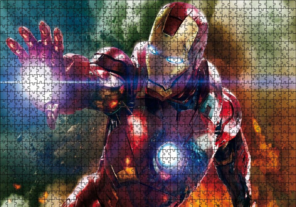 Iron Man Sihirli Eller Puzzle Yapboz MDF Ahşap 1000 Parça 49 cm X 68 cm