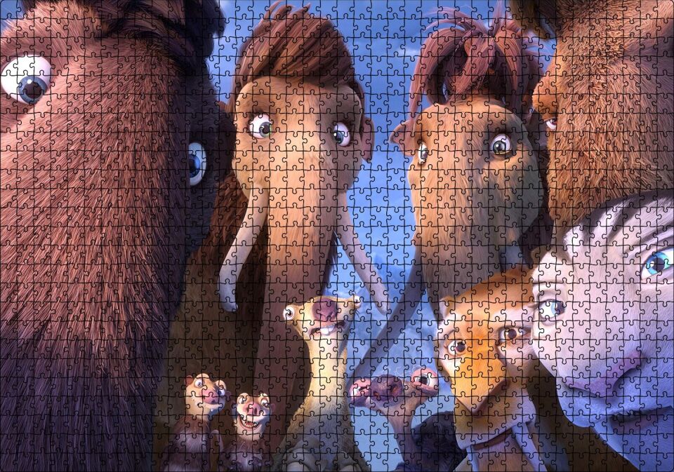 Buz Devri Tüm Karakterler Puzzle Yapboz MDF Ahşap 1000 Parça 49 cm X 68 cm