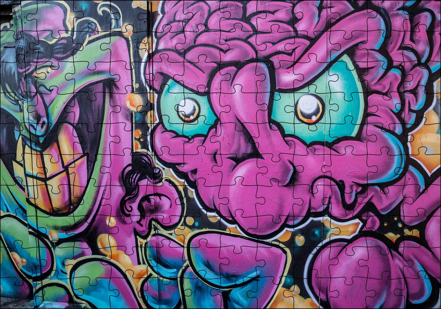 Duvar Boyama Beyin ve Gözler Puzzle Yapboz MDF Ahşap