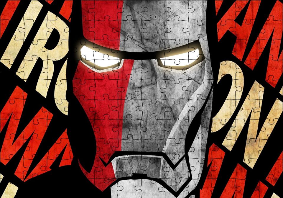 Iron Man Yakın Plan İllüstrasyon Puzzle Yapboz MDF Ahşap 120 Parça 24 cm X 34 cm