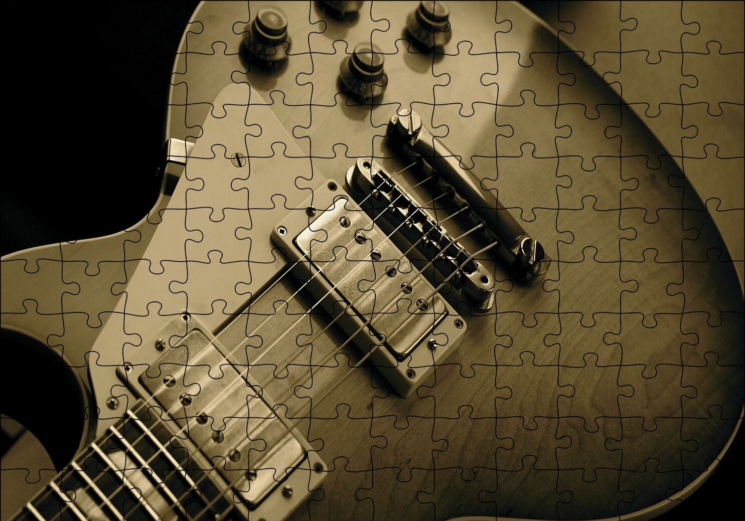 Elektrogitar Yakın Çekim Detay Puzzle Yapboz MDF Ahşap 120 Parça 24 cm X 34 cm
