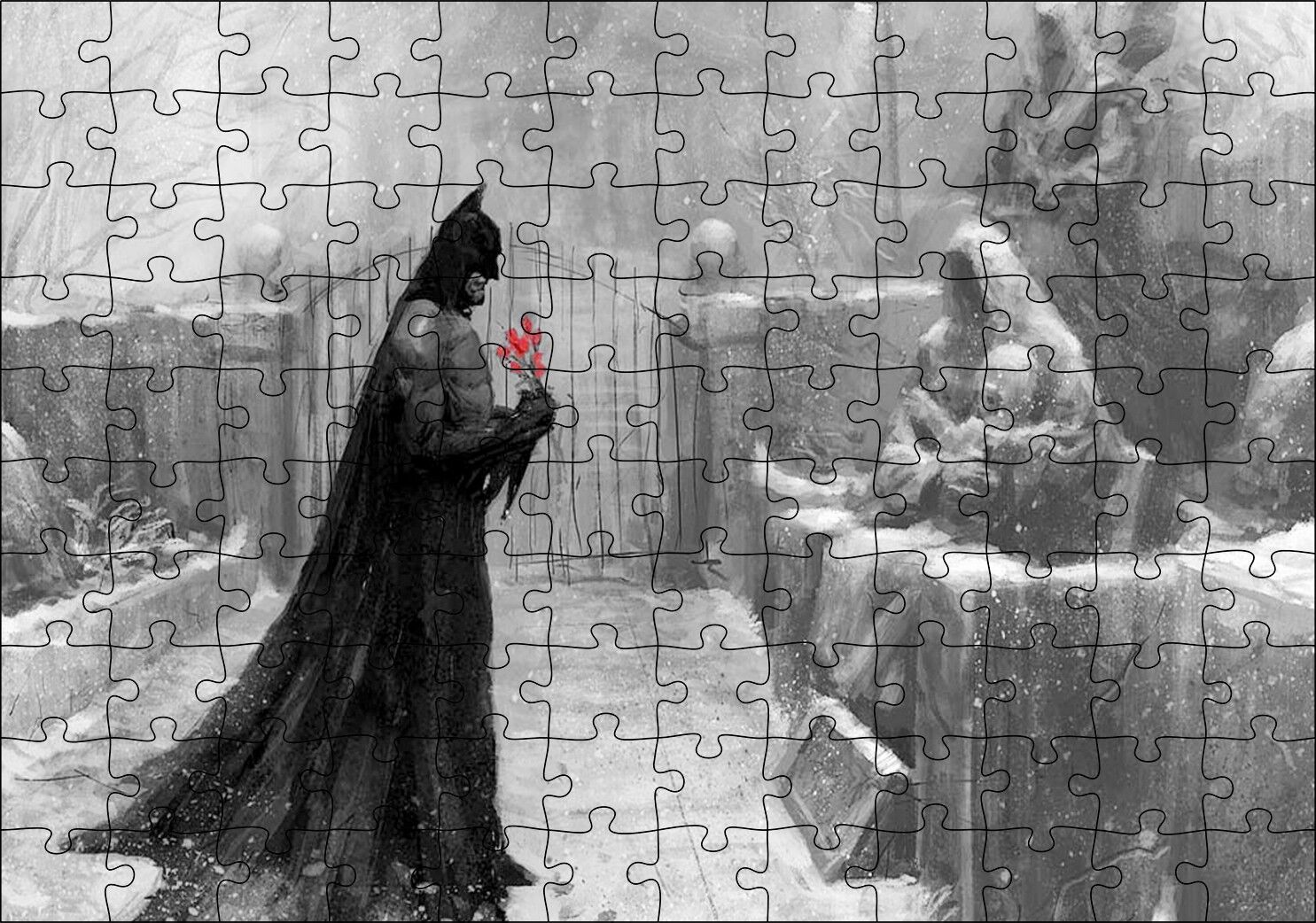 Batman Mezarlığı Görseli Puzzle Yapboz MDF Ahşap 120 Parça 24 cm X 34 cm