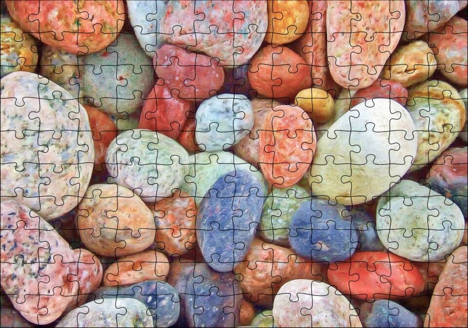 Rengarenk Deniz Taşları Puzzle Yapboz MDF Ahşap