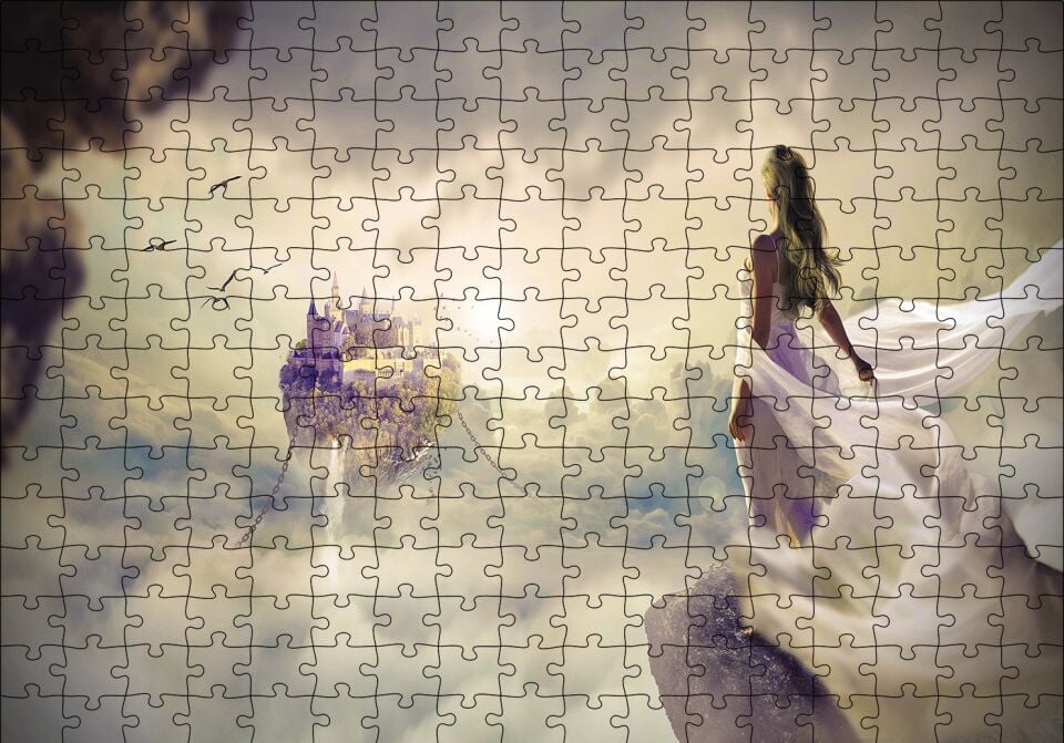 Rüyadaki Kadın Fantastik Puzzle Yapboz MDF Ahşap 255 Parça 34 cm X 49 cm