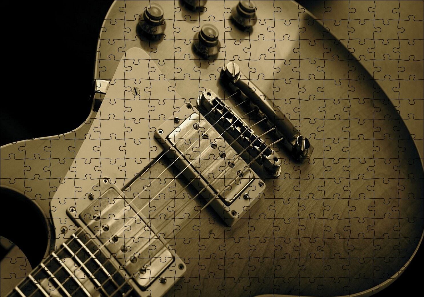 Elektrogitar Yakın Çekim Detay Puzzle Yapboz MDF Ahşap 255 Parça 34 cm X 49 cm
