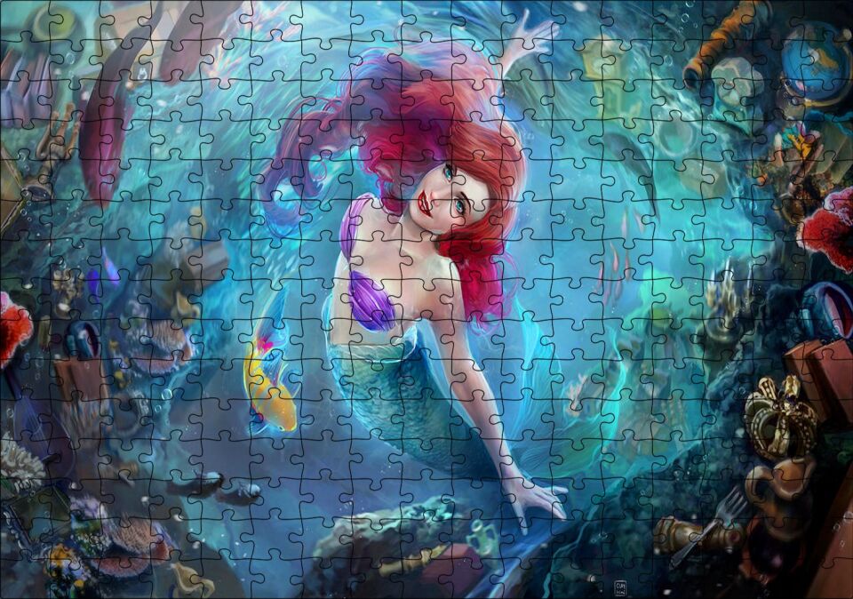 Derinliklerden Yükselen Deniz Kızı Puzzle Yapboz MDF Ahşap 255 Parça 34 cm X 49 cm