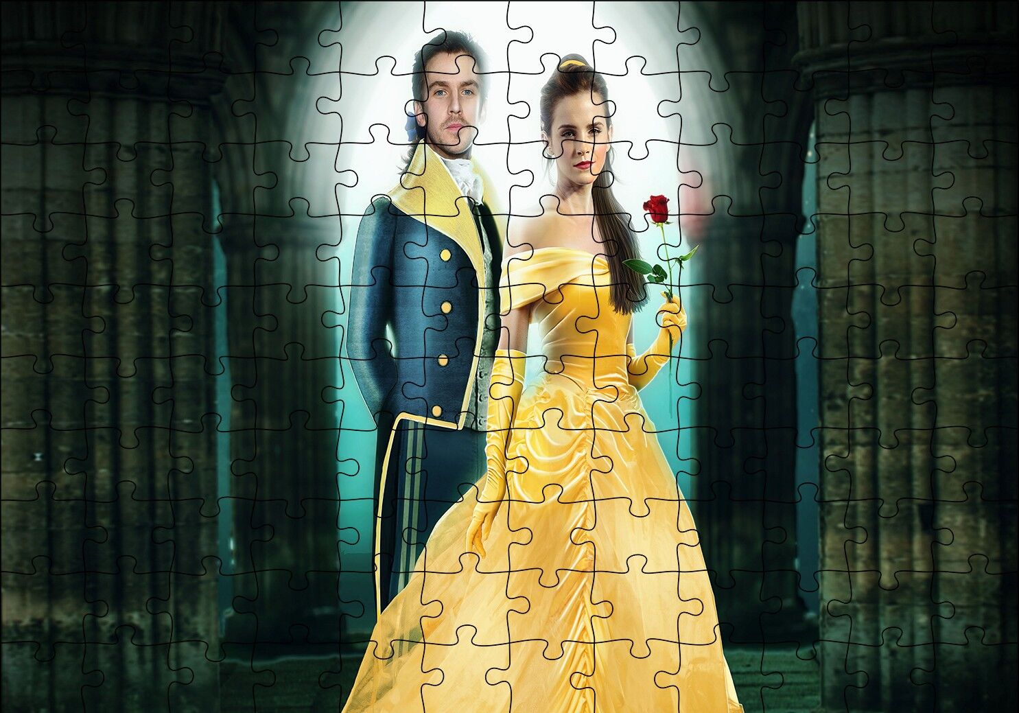 Beauty and The Beast Dan Stevens Emma Watson Puzzle Yapboz MDF Ahşap