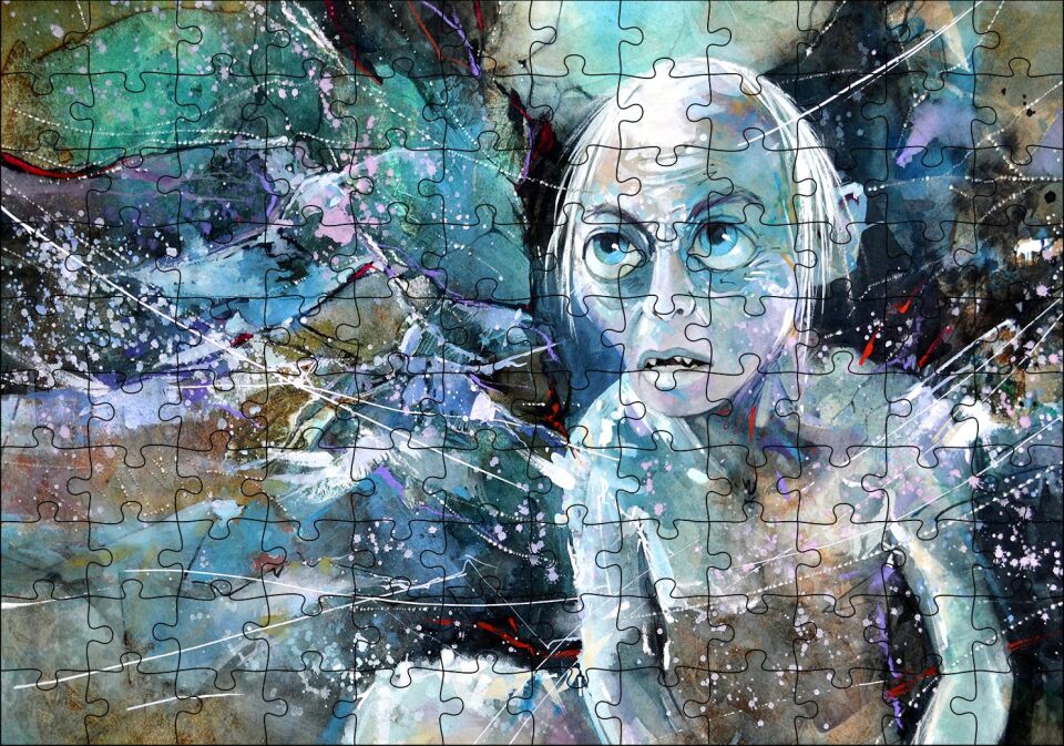 Gollum Suluboya Duvar Boyama Puzzle Yapboz MDF Ahşap