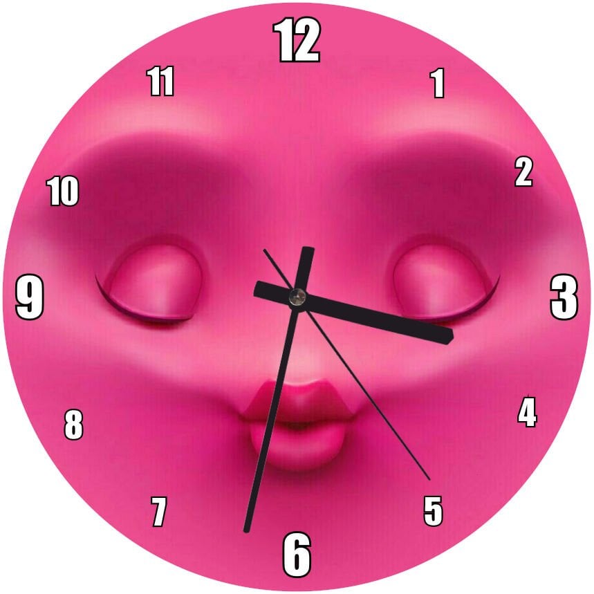 Pembe Yüz Öpücük Mdf Ahşap Duvar Saati