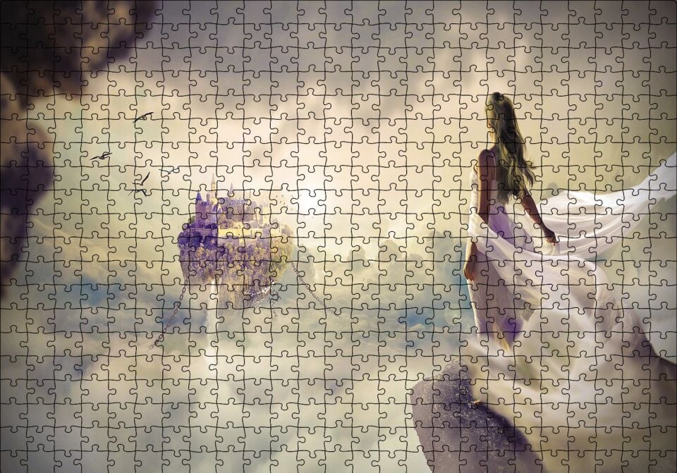 Rüyadaki Kadın Fantastik Puzzle Yapboz MDF Ahşap 500 Parça 49 cm X 68 cm