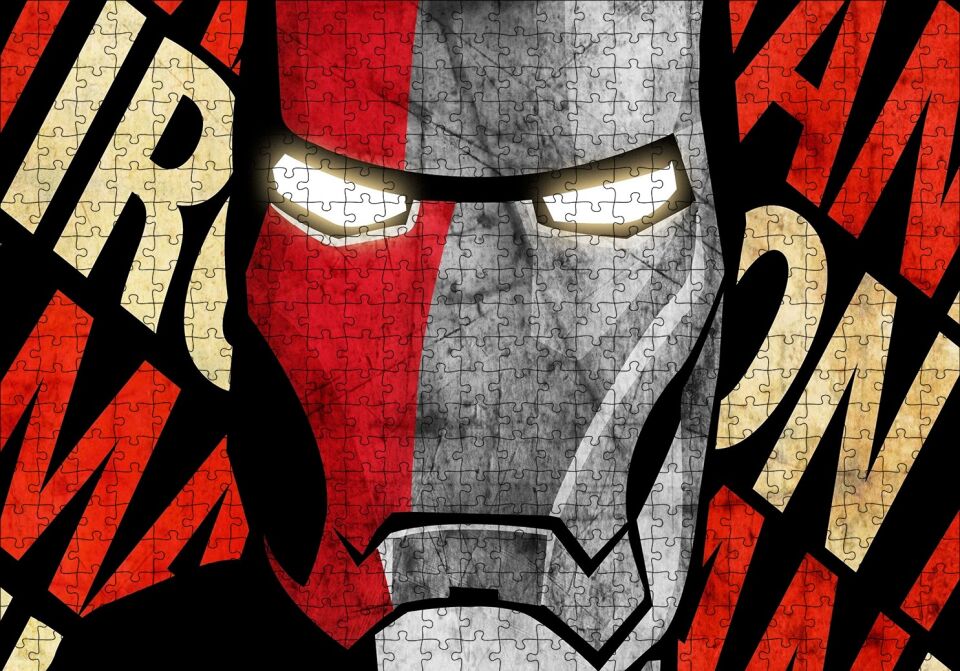 Iron Man Yakın Plan İllüstrasyon Puzzle Yapboz MDF Ahşap 500 Parça 49 cm X 68 cm