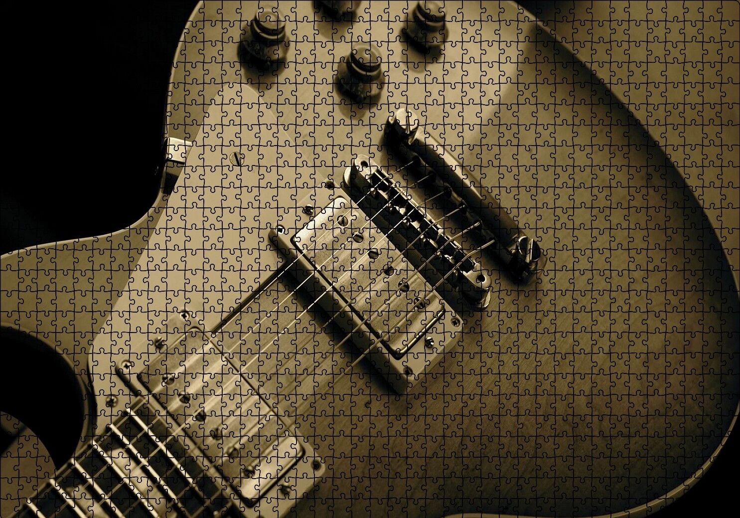 Elektrogitar Yakın Çekim Detay Puzzle Yapboz MDF Ahşap 1000 Parça 49 cm X 68 cm