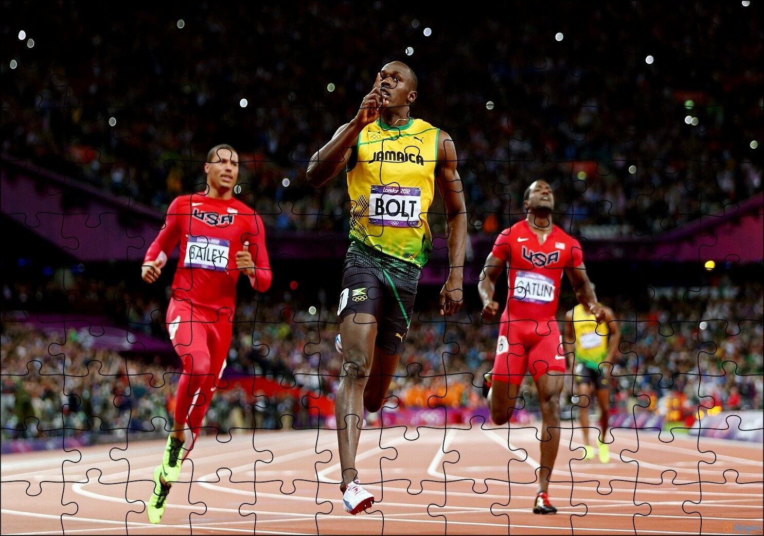 Usain Bolt Zaferi Jamaika Sprint Sporları Puzzle Yapboz MDF Ahşap 120 Parça 24 cm X 34 cm