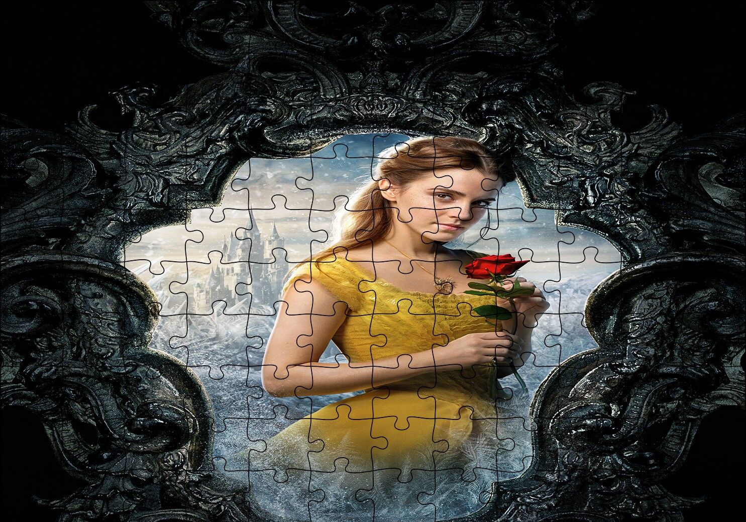 Beauty and The Beast Emma Watson Portre Puzzle Yapboz MDF Ahşap