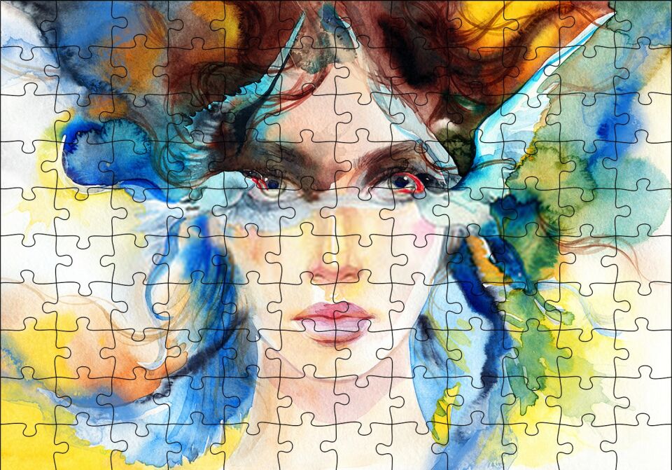 Modern Sanat Göz Bebegindeki Kuşlar Puzzle Yapboz MDF Ahşap