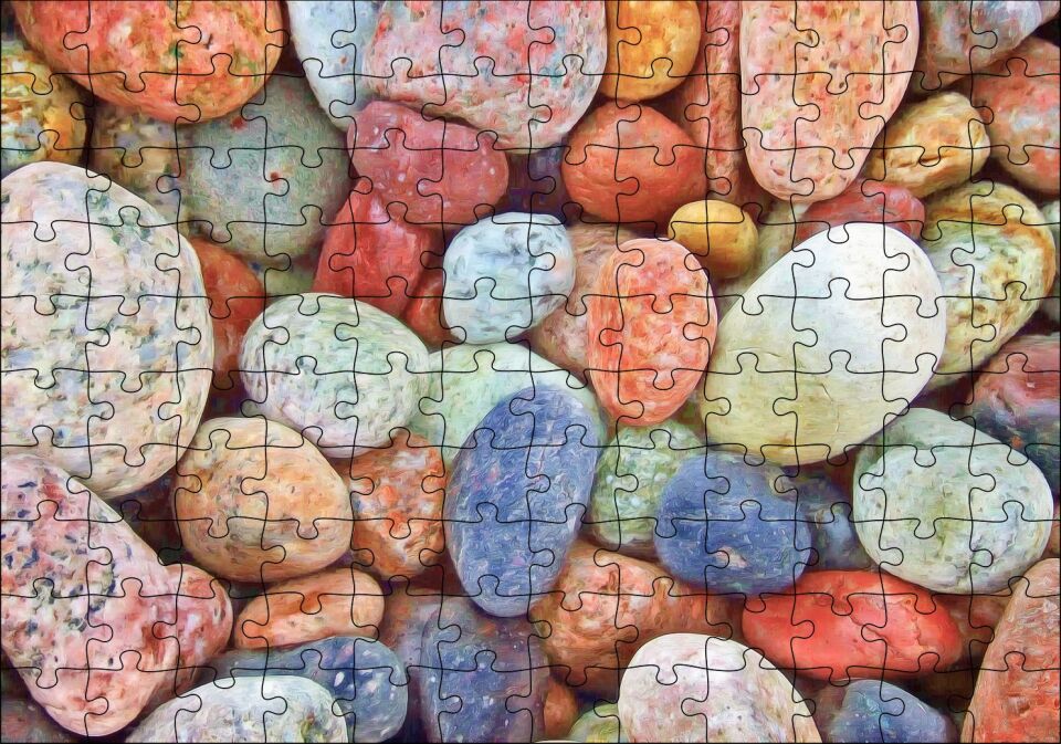 Rengarenk Deniz Taşları Puzzle Yapboz MDF Ahşap 120 Parça 24 cm X 34 cm