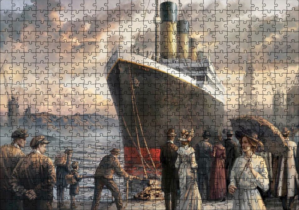 Titanik, İlk ve Son Yolcuları Puzzle Yapboz MDF Ahşap 500 Parça 49 cm X 68 cm