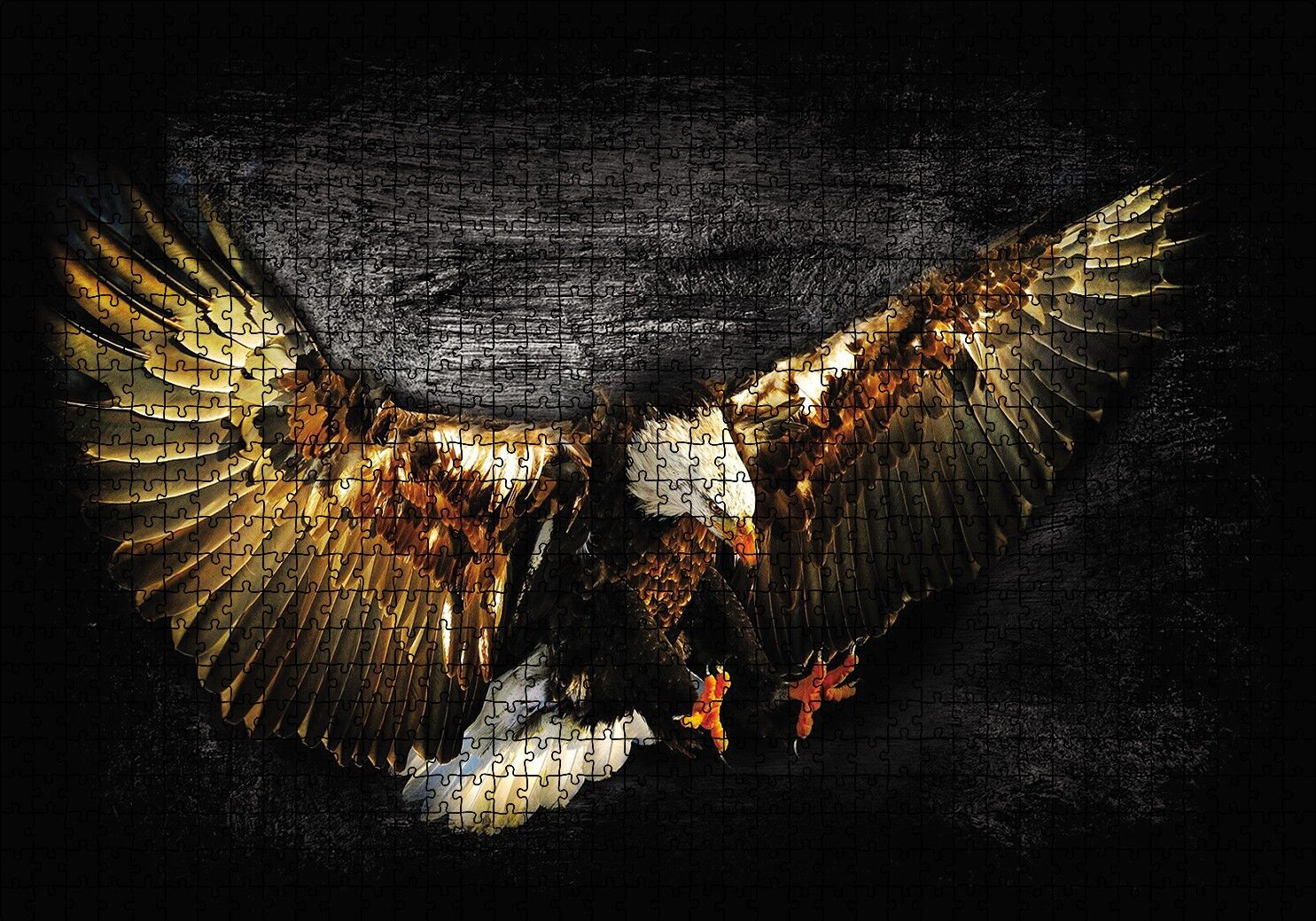 Siyah Zeminde Kartal Puzzle Yapboz MDF Ahşap 1000 Parça 49 cm X 68 cm