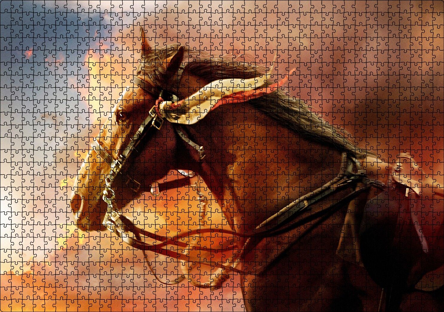 Kahverengi Kızılderili Atı ve Kızıl Bulutlar Puzzle Yapboz MDF Ahşap 1000 Parça 49 cm X 68 cm