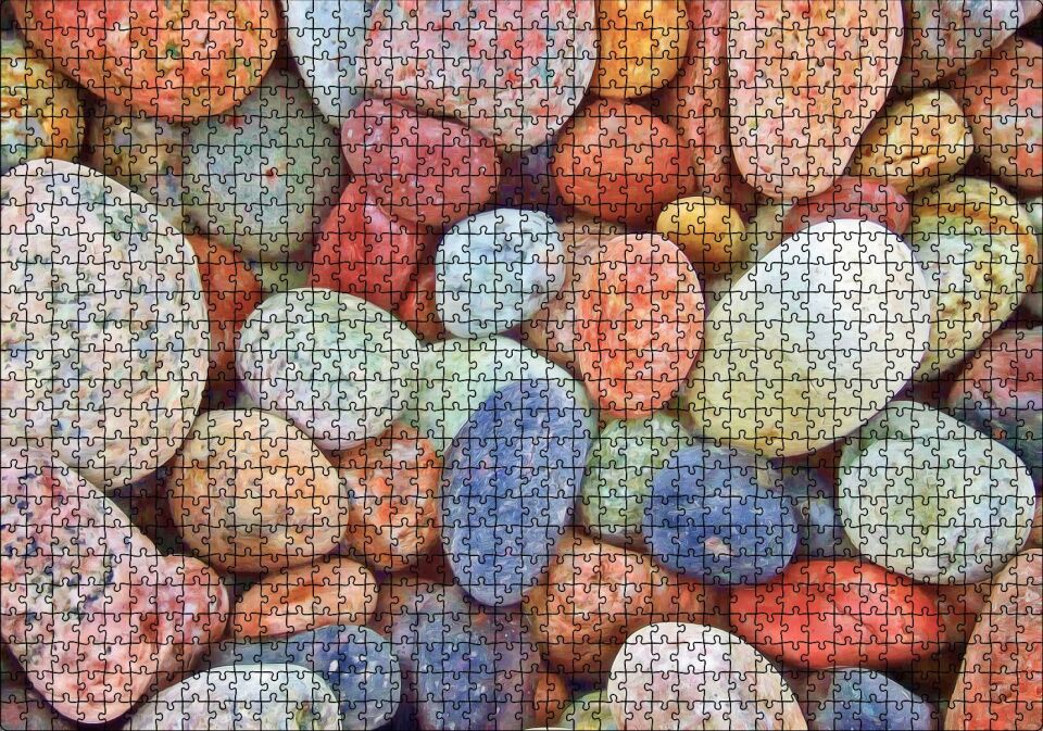 Rengarenk Deniz Taşları Puzzle Yapboz MDF Ahşap 1000 Parça 49 cm X 68 cm