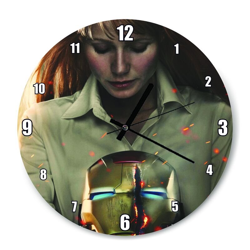 Iron Man 3 Film Poster  Mdf Ahşap Duvar Saati 50 cm Çap