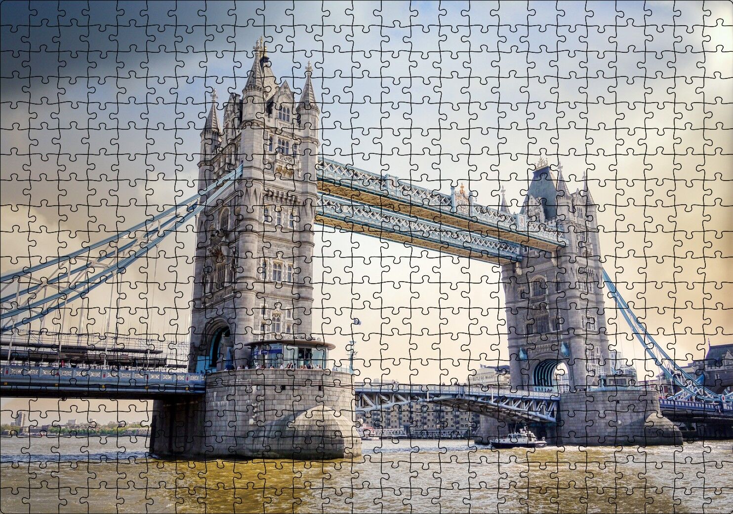 Londra Tower Bridge Köprüsü Puzzle Yapboz MDF Ahşap 500 Parça 49 cm X 68 cm