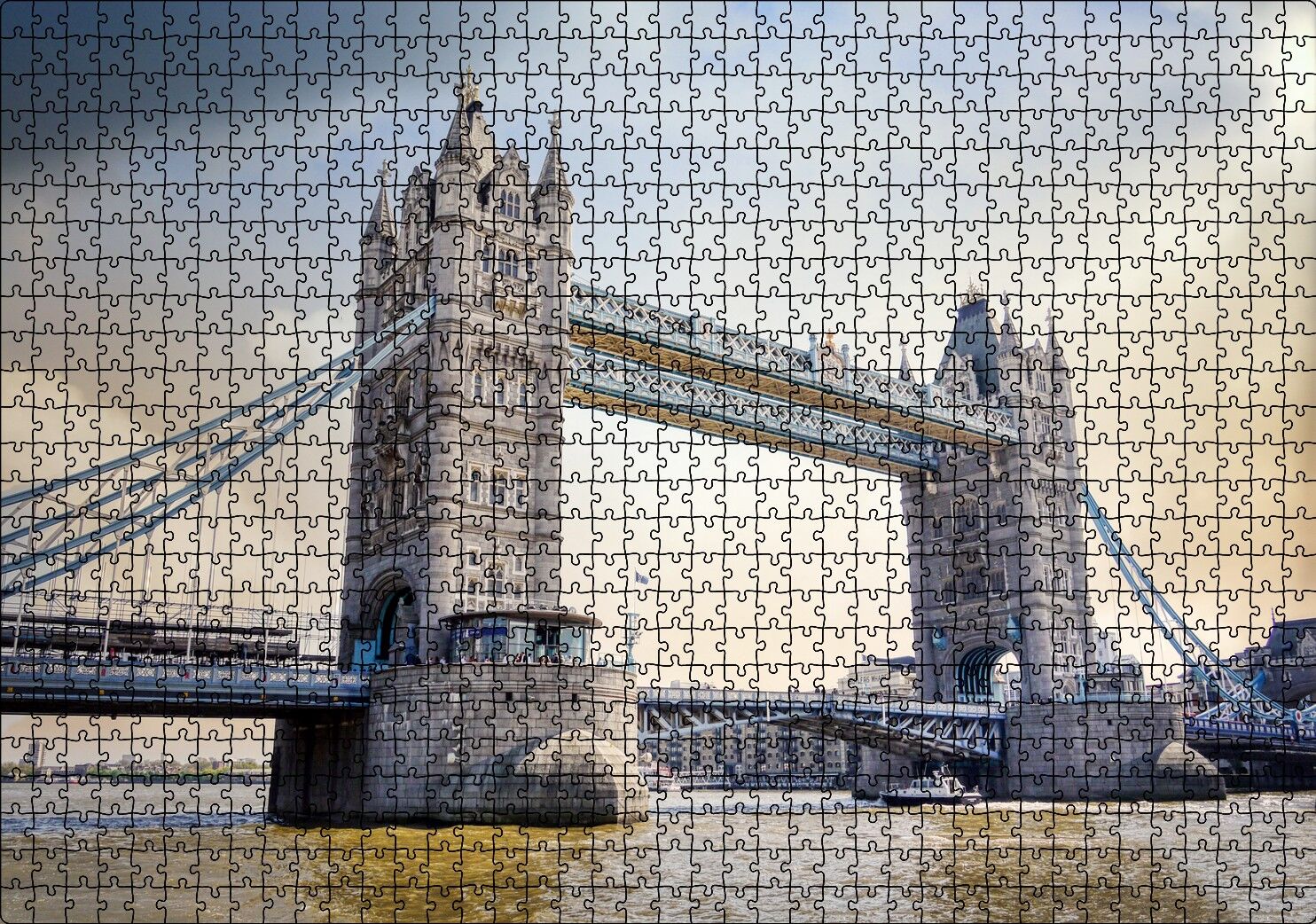 Londra Tower Bridge Köprüsü Puzzle Yapboz MDF Ahşap 1000 Parça 49 cm X 68 cm