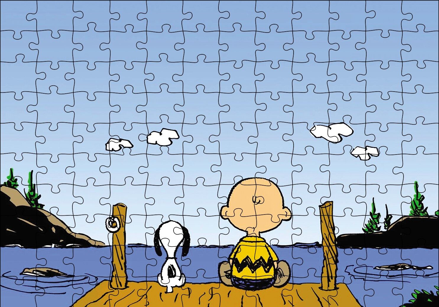 Snoopy Charlie Kahverengi Puzzle Yapboz MDF Ahşap 120 Parça 24 cm X 34 cm