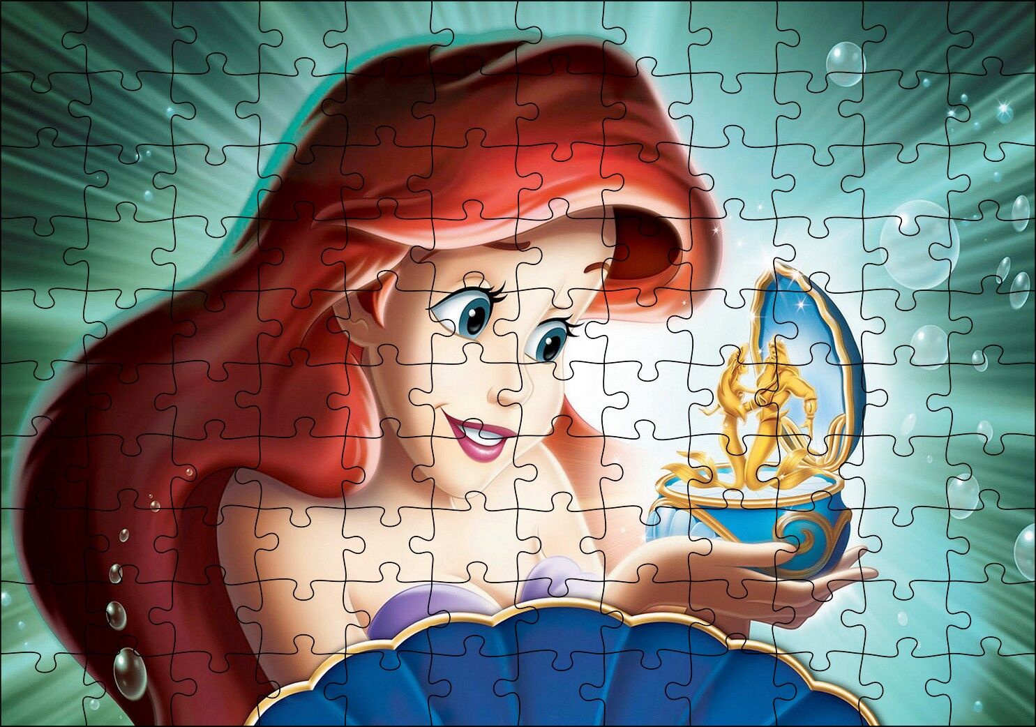 Disney Denizkızı ve Müzik Kutusu Puzzle Yapboz MDF Ahşap 120 Parça 24 cm X 34 cm