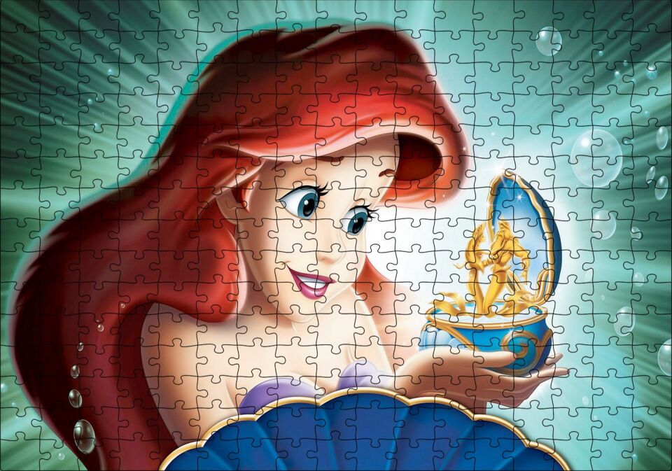 Disney Denizkızı ve Müzik Kutusu Puzzle Yapboz MDF Ahşap 255 Parça 34 cm X 49 cm