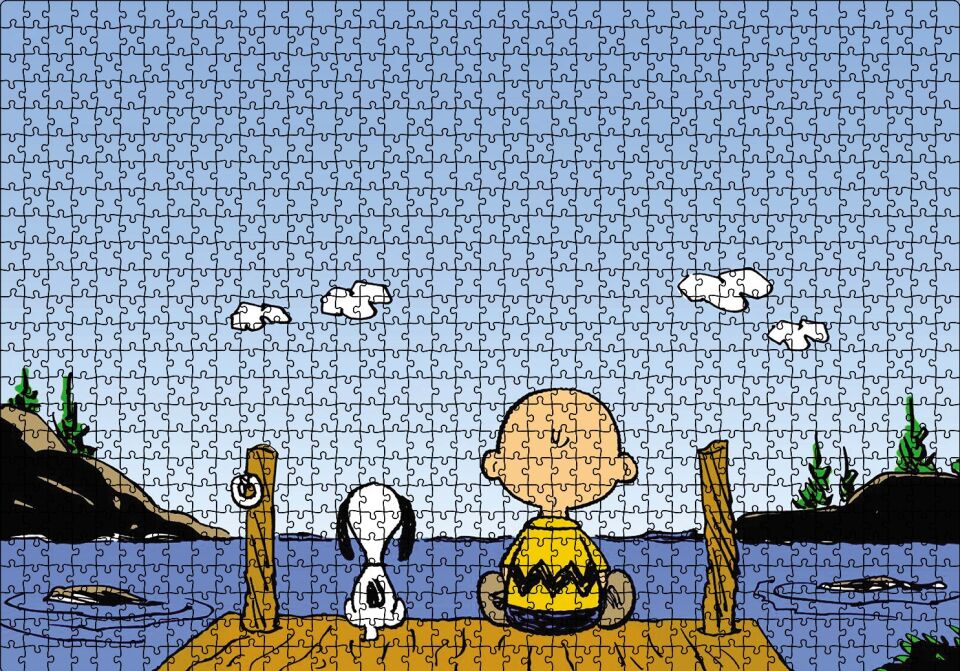 Snoopy Charlie Kahverengi Puzzle Yapboz MDF Ahşap 1000 Parça 49 cm X 68 cm