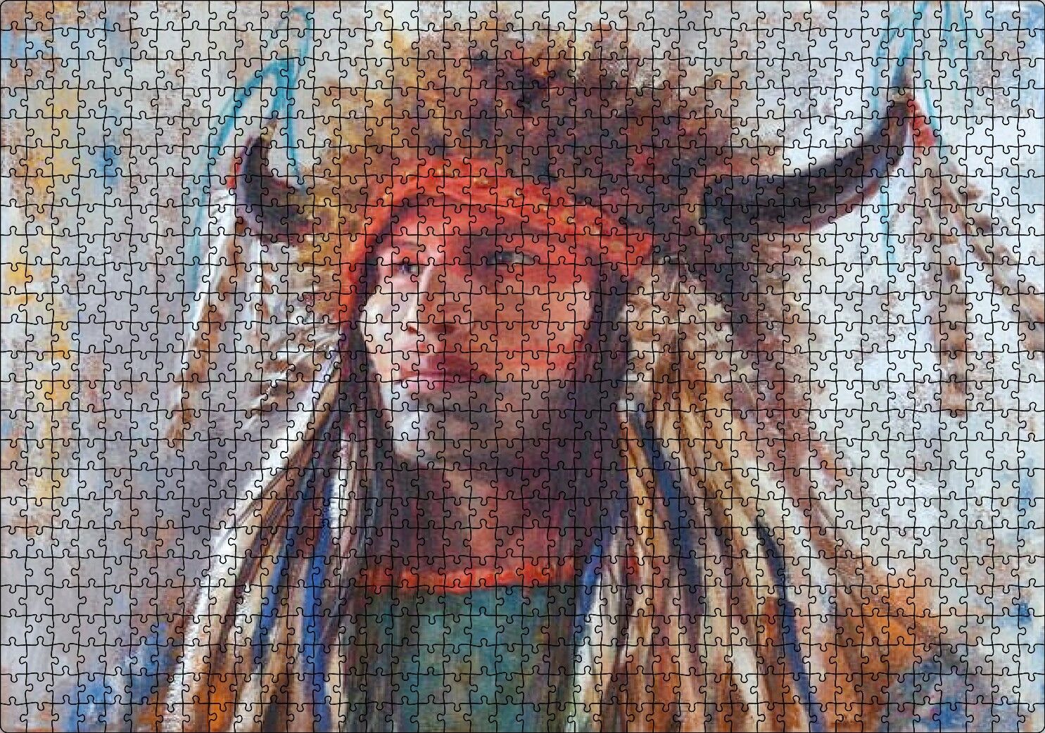 Kızılderili Erkek Savaşçı Görseli Puzzle Yapboz MDF Ahşap 1000 Parça 49 cm X 68 cm