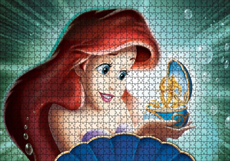 Disney Denizkızı ve Müzik Kutusu Puzzle Yapboz MDF Ahşap 1000 Parça 49 cm X 68 cm